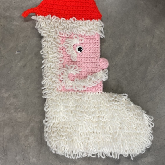 VINTAGE Knit Loopy Santa Stocking 1970’s - Picture 2 of 9
